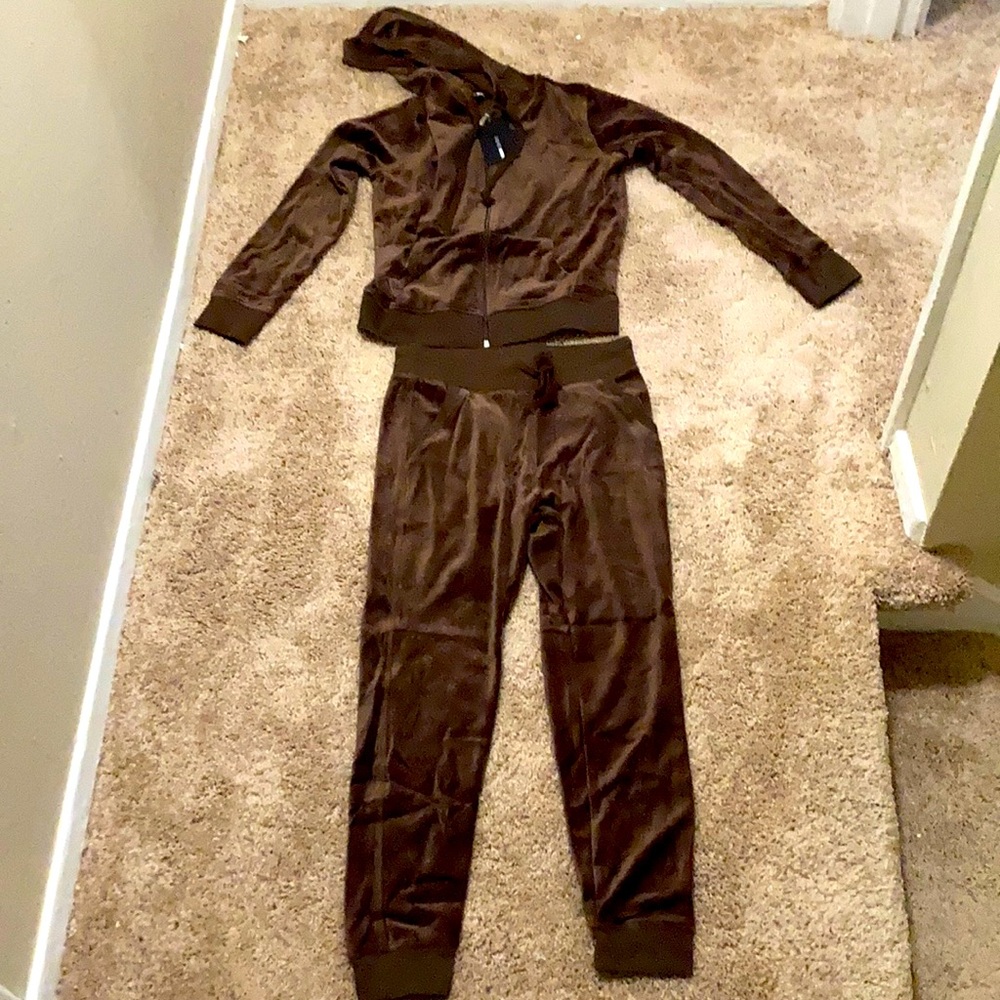Chocolate Velour Two Piece Set New with Tags